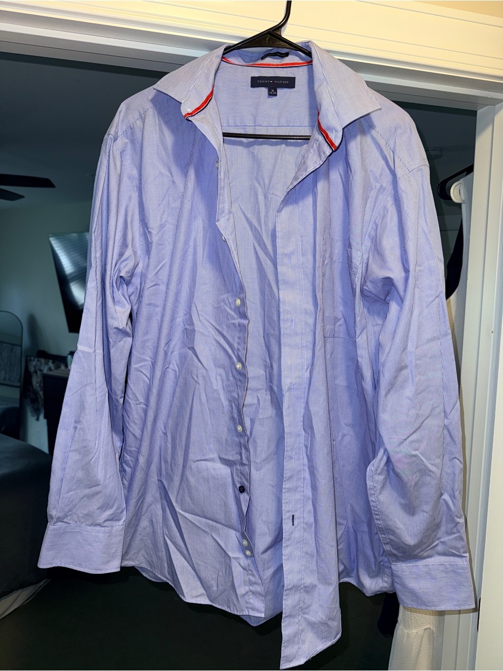 Tommy Hilfiger Blue Dress Shirt with Red Trim